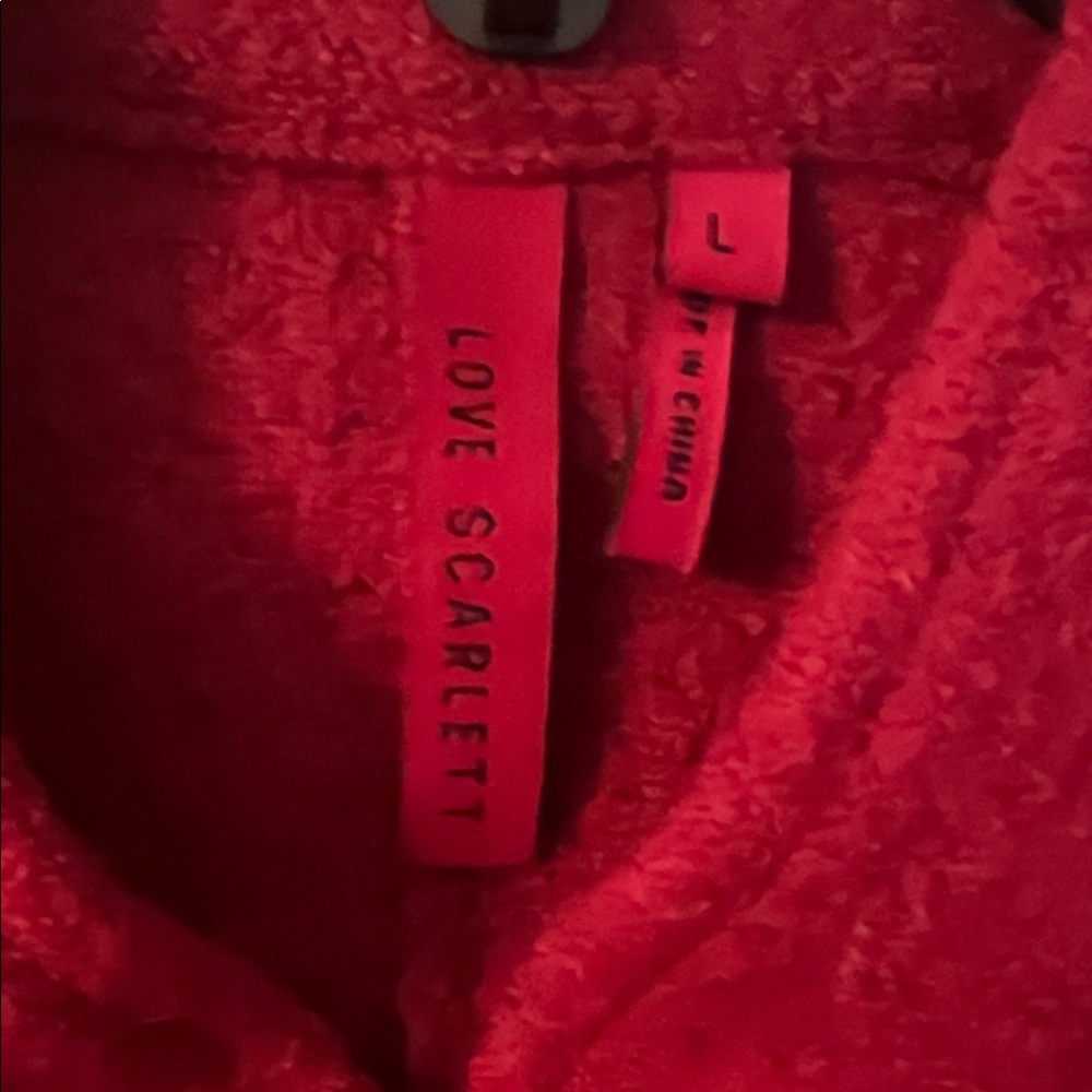 Red Ruffled Long Sleeve Cardigan jacket - Picture 4 of 5